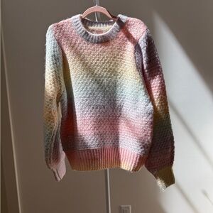 Pastel Ombre Knit Sweater - Women's Crewneck